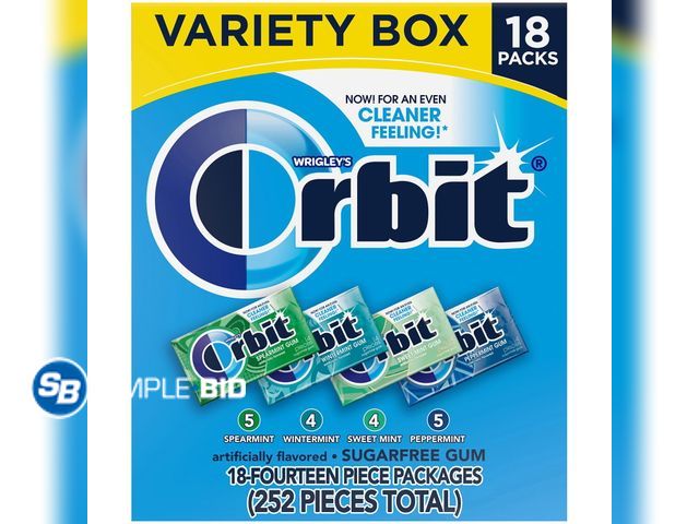 Lot 58-67862 - Orbit Sugar-Free Gum Mint Variety Pack, 14 Piece Packs, 13 count - unopened