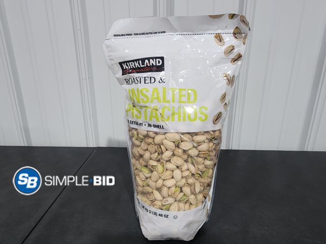 Lot 58-26182 - Kirkland Roasted and unsalted PISTACHIOS - unopened