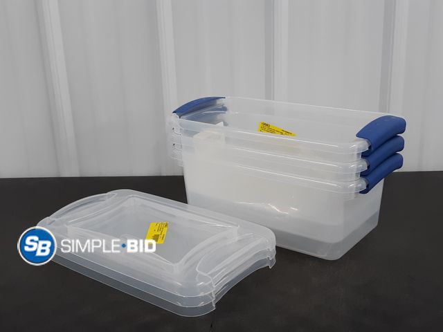 Lot 58-37397 - Lot of (3) New Sterilite Storage totes 7 qt each - comes with lids