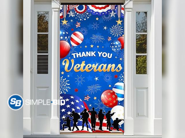 Lot 58-26365 - New Avezano Thank You Veterans Day Banner Veterans Day Decorations American Flag Patriotic Soldier D...