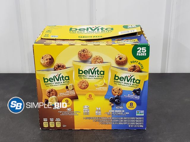 Lot 58-70966 - BELVITA Energy Snack Bites -- Banana Dark Chocolate and sunflower seed - Lemon and poppy seed - Blue...