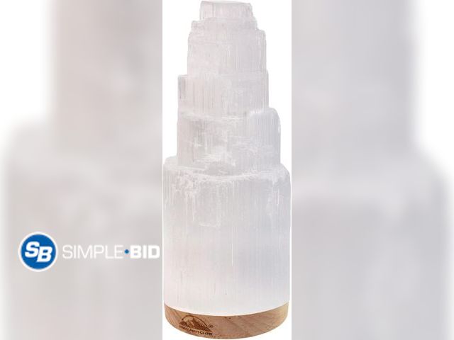 Lot 58-36436 - New Himalayan Glow WBM Selenite Crystal Lamp 20cm, Moroccan Skyscraper Lamp, Crystals and Healing St...
