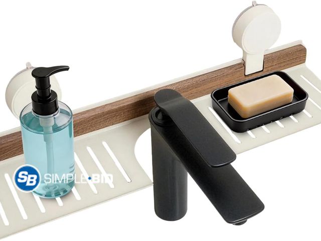 Lot 58-84761 - New Bathroom Sink Shelf Over Faucet, 15.7 Inch Shower Caddy, Strong Suction Cup No Drill Floating Sh...