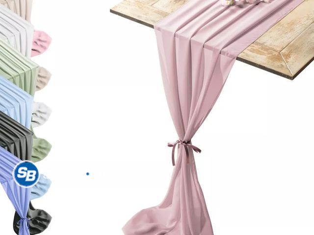 Lot 58-68901 - New Silky Touch Chiffon Table Runner Set - 29" x 120", Elegant Dusty Rose Pink Runner, Perfect for H...