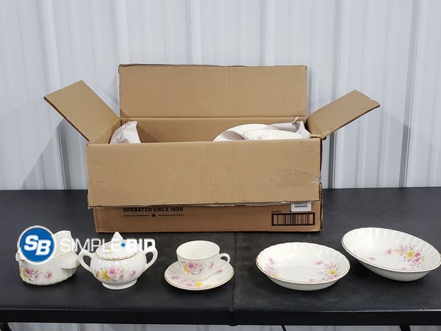 Lot 58-74840 - Large Lot of Vintage W.S. George China Pink Yellow Blue Floral -- Cups, plates and much more