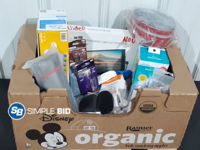 Lot 58-17806 - BOX of Small amazon items and more - variety of items - unused