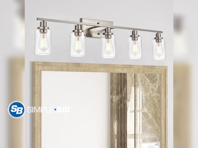 Lot 58-72888 - MELUCEE 5-Light Bathroom Vanity Light Brushed Nickel Wall Sconce Modern Light Fixtures Wall Mount wi...