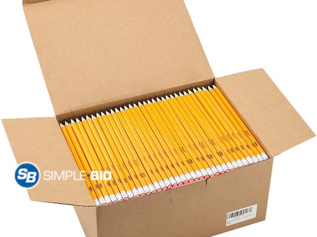 Lot 58-68425 - New Madisi Wood-Cased #2 HB Pencils, Yellow, Pre-sharpened, Bulk Pack, 576 pencils in box