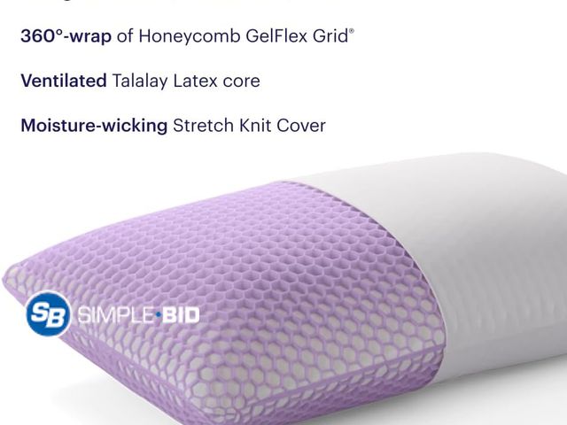 Lot 58-41396 - Purple Harmony Pillow - KING low, Greatest Pillow Ever Invented, 360º Hex Grid &amp; Talalay Latex C...