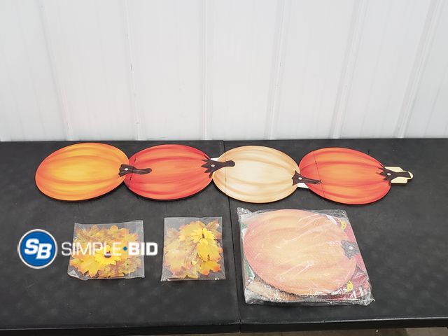 Lot 58-75932 - Lot of (2) New Reversible Fall/CHRISTMAS Porch - Door Decor (1) Side pumpkins (1) Side Christmas Orn...