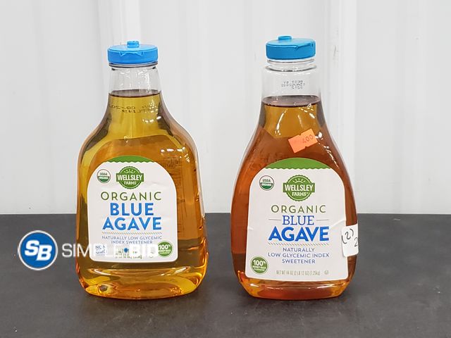 Lot 58-83107 - Lot of (2) Wellsley Organic BLUE AGAVE 44 oz each - unopened - BB 11/2027 caps broken