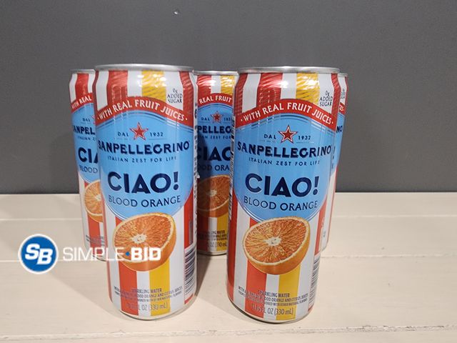 Lot 58-39319 - SANPELLEGRINO Lot of (5) Sanpellegrino CIAO! BLOOD ORANGE sparkling water 11.15 fl oz each - unopene...