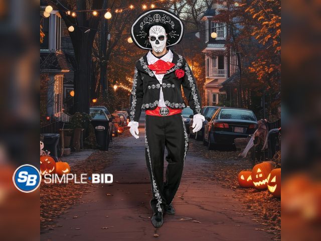 Lot 58-32318 - Syncfun Men Day of The Dead Mariachi Senor Costume Set, Dia Muertos Halloween Costume for Adult Role...