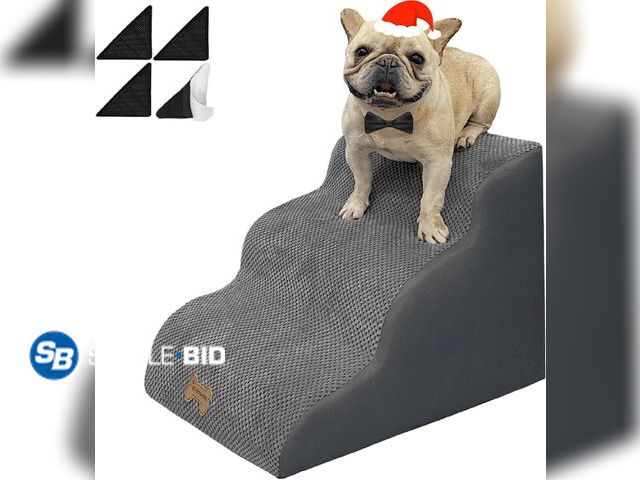 Lot 58-80992 - New 3-Step Pet Stairs for High Beds &amp; Couches, Multi-Step Non-Slip Pet Steps with Balanced Ramp,...