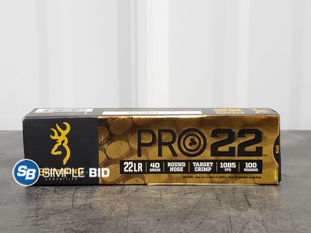 Lot 58-59243 - Browning PRO22 - 22LR, 40 Grain, Round Nose, Target Crimp, 1085 FPS - 100 Rounds