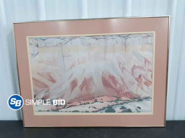 Lot 58-38813 - Gold Framed Mountain Wall Decor - approx. 32" x 24"
