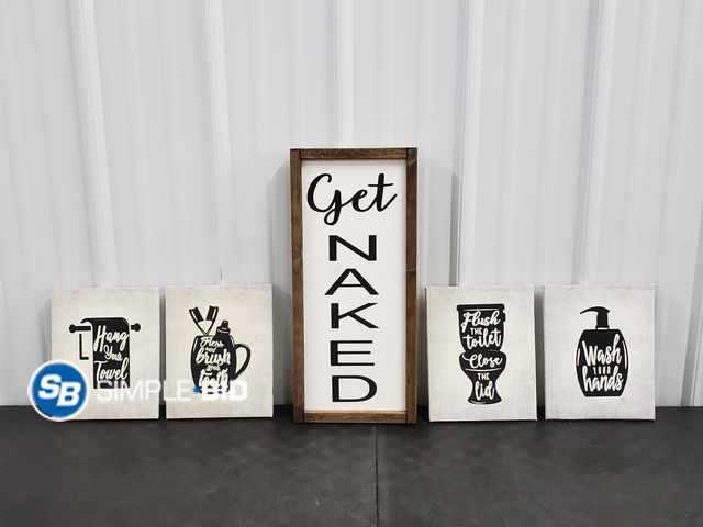 Lot 58-67488 - Lot of (5) Decorative Bathroom Signs