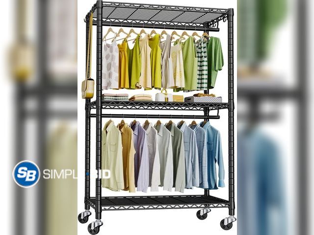 Lot 58-29187 - FUTASSI P3 Rolling Clothes Rack, Clothing Racks for Hanging Clothes, Heavy Duty Garment Rack with Wh...