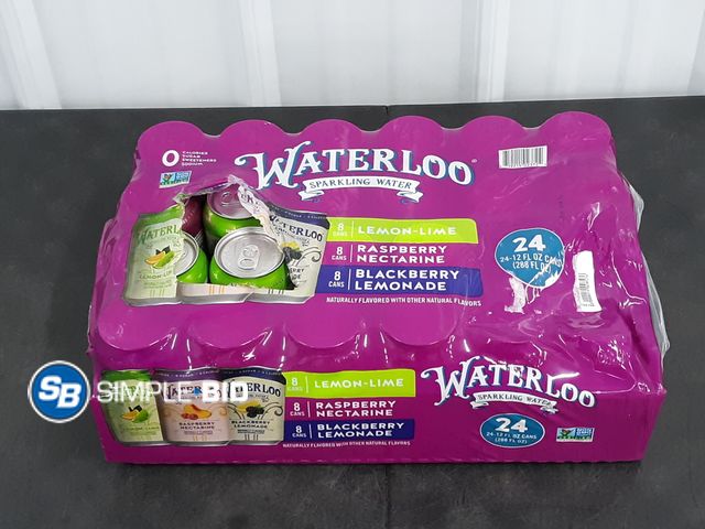 Lot 58-37720 - WATERLOO! sparkling water -- Lemon - lime Raspberry Nectarine -- Blackberry lemonade - 24 pack - uno...