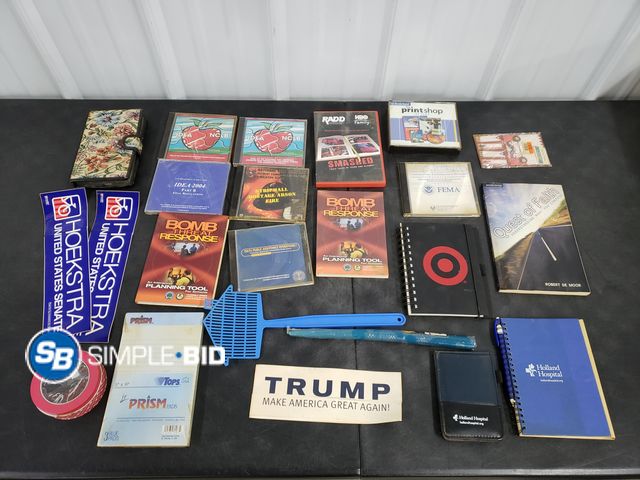 Lot 58-71290 - Lot of Various Houseware Items, Note Pads, Clips, Candle, videos, computer items and More