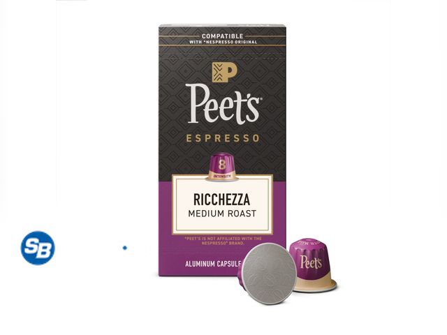 Lot 58-66963 - Peet's Coffee Ricchezza Premium Medium Roast Intensity 8 Espresso Coffee Pods, 10 Count - unopened
