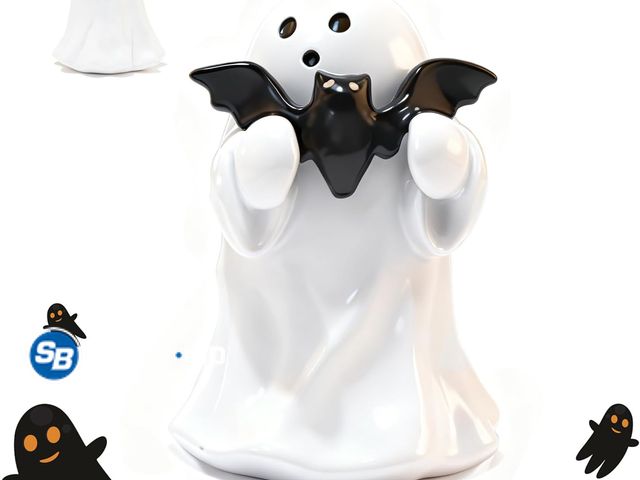 Lot 58-50751 - New Halloween Ghost Figurine Decor, Cute Bat Ghost Decorations, Resin Spooky Home Ghost Decor for Ha...