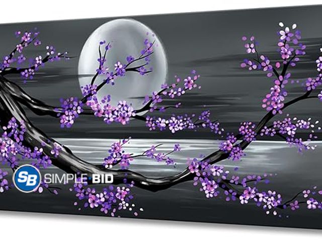 Lot 58-35293 - New KLVOS Framed Abstract Tree Painting Cherry Blossom Purple Flower Canvas Art for Modern Home Wall...