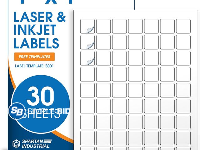 Lot 58-68888 - New 1" X 1" Matte White Printable Labels (30 Sheets, 1890 Stickers) Custom Stickers, Logo and Barcod...