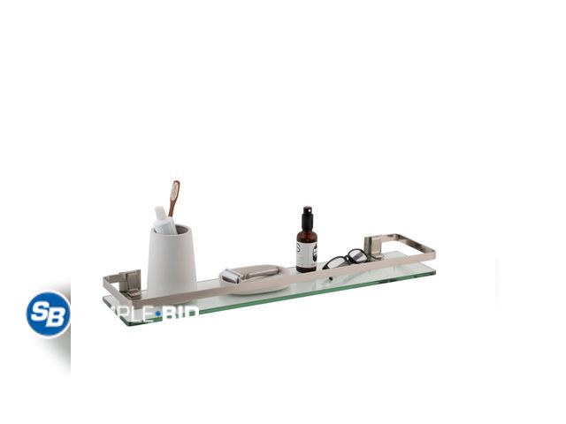 Lot 58-78369 - New Organize It All Decorative Glass Bathroom Shelf with Nickel Rail