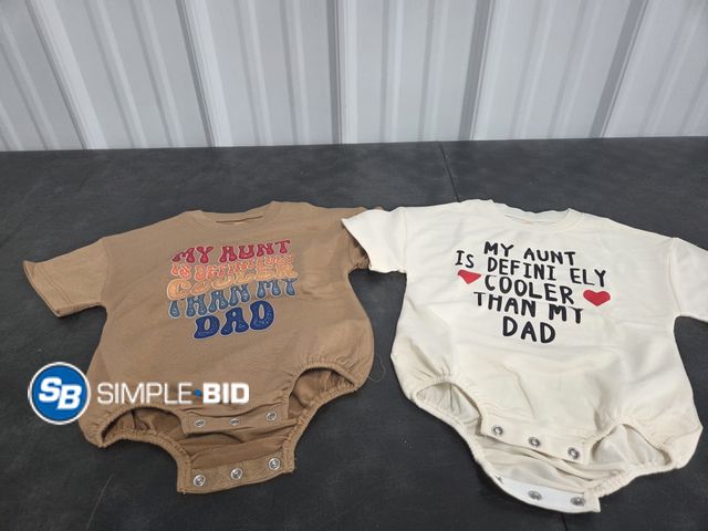 Lot 58-55590 - Lot of (2) New My Aunt is Cooler than my DAD onsies - SIZE 6-12 months
