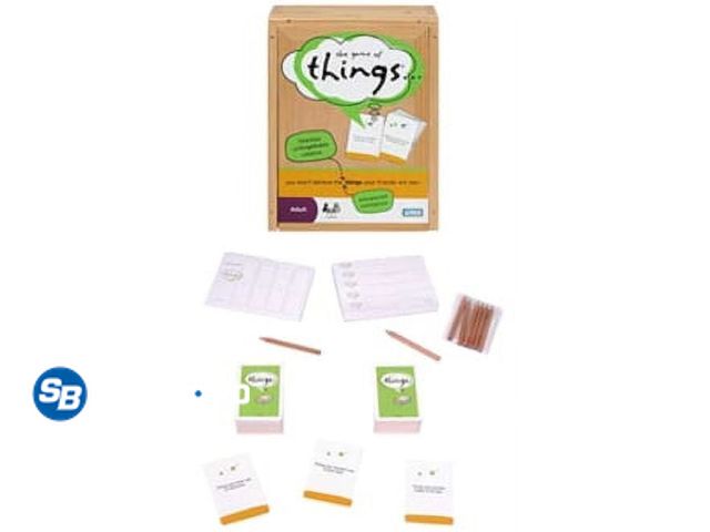 Lot 58-41304 - The Game Of Things Adult Humor Party Card Guessing Game Wood Box - in good condition