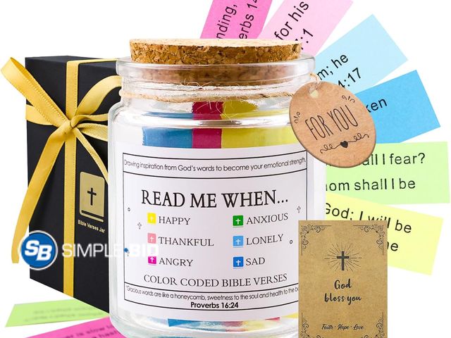 Lot 58-58187 - New Bible Verse Jar, Read Me When Bible Verses Jar for Emotions and Feelings, 108 Daily Scripture Ca...