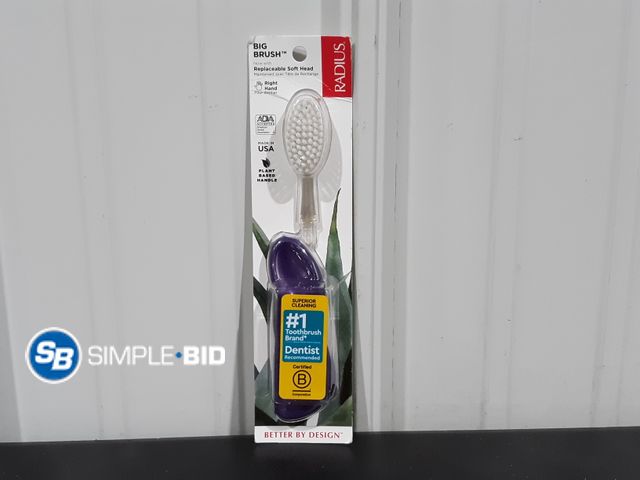 Lot 58-34150 - New RADIUS Big Brush BPA Free &amp; ADA Accepted Toothbrush Designed to Improve Gum Health &amp; Red...