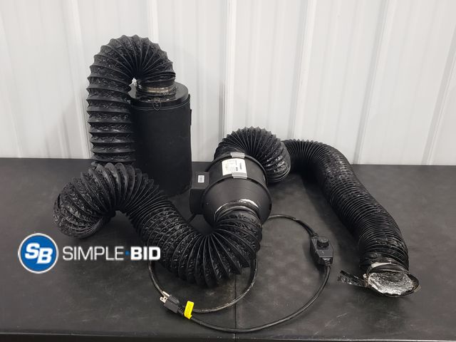 Lot 58-74012 - Vivosun 4" in Line Tube Fan and Air Filteration System with Flex Hose - Works Great