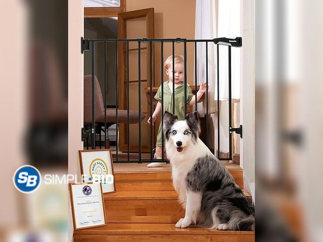 Lot 58-41912 - New Babelio Baby Gate for Stairs, Kitchen &amp; Doorways, No Bottom Bar| One-Handed Operation| Auto-...