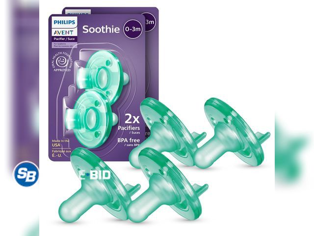Lot 58-74263 - New Philips Avent Soothie Baby Pacifier for 0-3 Months, BPA-Free, 4-Pack, Green | Supports Natural S...
