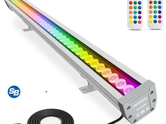 Lot 58-28623 - New LED Wall Washer Light Dimmable with Remote, RGBW 5700K Color Changing Linear Light Bar, AC120V W...
