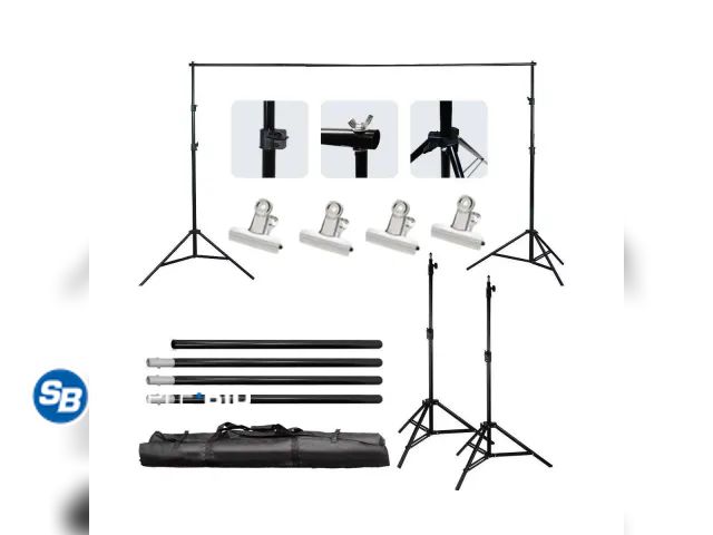 Lot 58-33388 - Adjustable Background Stand, 7ft Height x 10ft Wide Adjustable Photo Video Backdrop Stand with Carry...