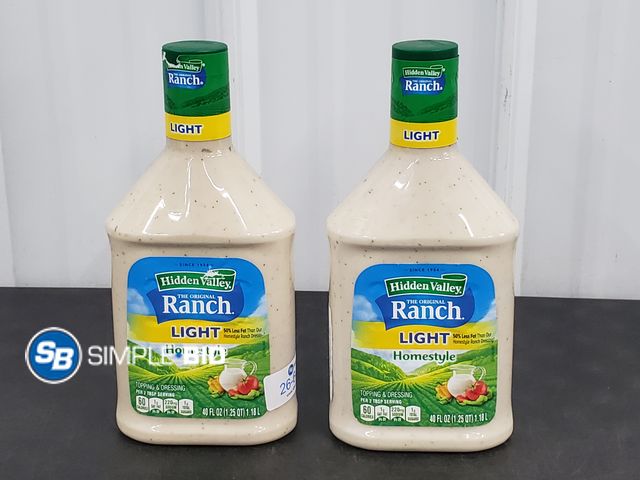 Lot 58-77442 - Lot of (2) Hidden Valley Ranch Light 40 fl oz - unopened - expired