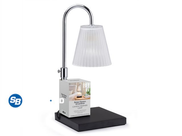 Lot 58-57918 - New Better Homes &amp; Gardens Frosted Glass Candle Warmer Lamp, Adjustable Height, Black Base