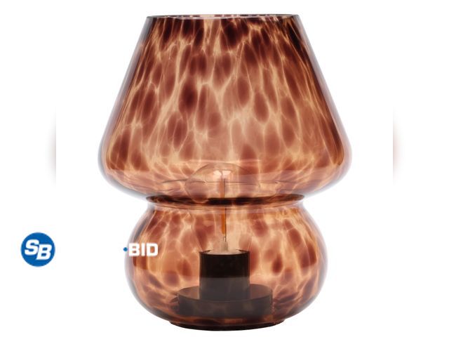 Lot 58-28289 - New Urban Shop 8" Energy Efficient Brown Tortoise Glass Table Lamps Mushroom