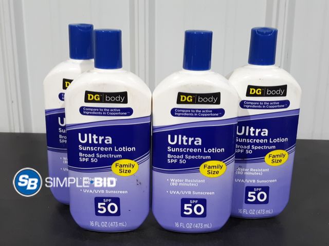Lot 58-34653 - Lot of (4) Ultra Sunscreen Lotion 16 fl oz each - unused - expired