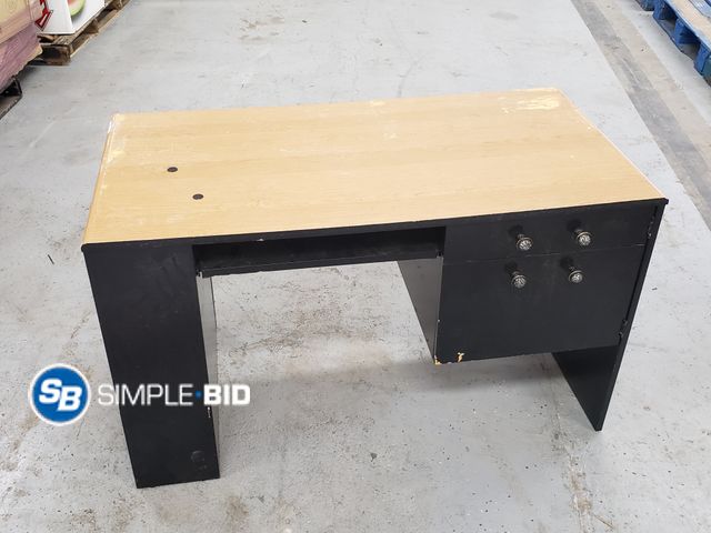 Lot 58-37113 - Wooden Computer Desk Black/Wood Color - Used