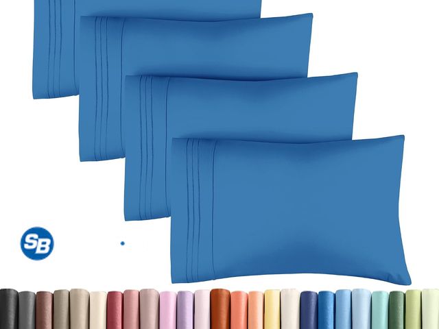 Lot 58-74935 - New King Pillow Cases Set of 4 - Ultra Soft Pillowcase Covers - Royal Blue