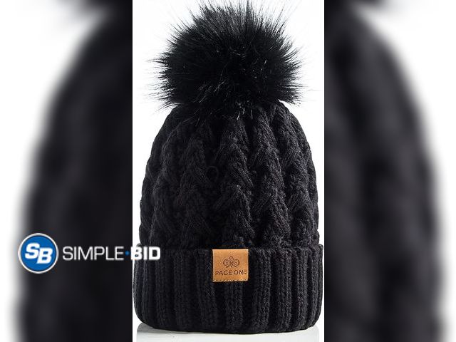 Lot 58-73939 - Lot of (3) New Womens Winter Ribbed Beanie Crossed Cap Chunky Cable Knit Pompom Soft Warm Hat