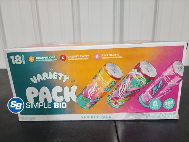 Lot 58-34481 - ALANI! Variety Pack -- ORANGE KISS - CHERRY TWIST - PINK SLUCH - 18 pack - unopened