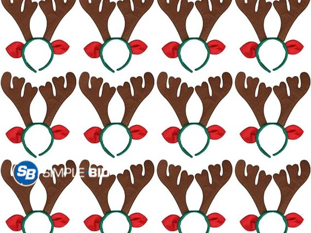 Lot 58-55968 - CHRISTMAS IN JULY! New Max Fun 12Pcs Christmas Reindeer Antlers Headband Deer Antler Headbands for C...