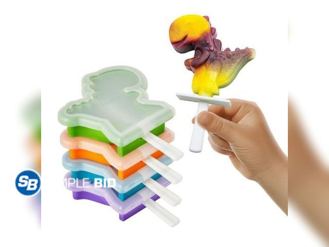 Lot 58-51171 - New Tovolo Silicone Popsicle Molds with Sticks (4-Pack, Dino) - Reusable Ice Pop Molds for Homemade ...