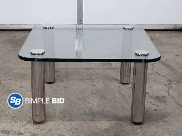Lot 58-74729 - Heavy Duty Glass Square End Table - approx. 30" x 30"