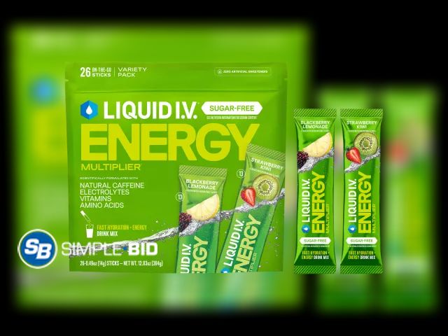 Lot 58-37631 - Liquid I.V. Energy Multiplier Sugar-Free Variety Pack, Blackberry -- 25 individually packaged - unop...
